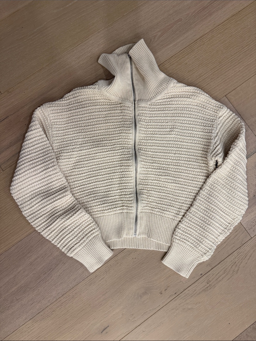 Habitual 100% Cotton Chunky Rib Knit Crewneck Sweater – Cream/Ivory – Medium
